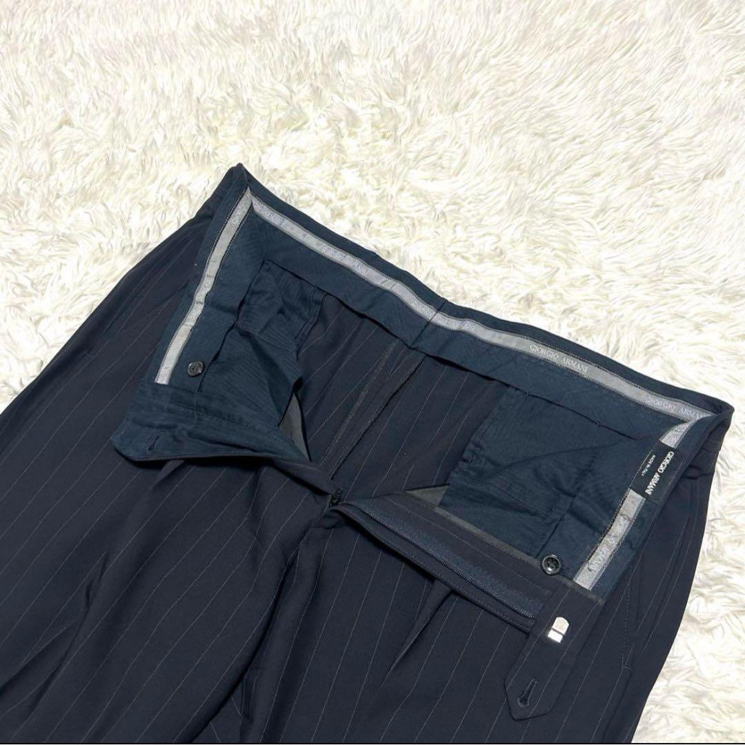 美品　ジョルジオアルマーニ　スーツ　56 ネイビー系　ストライプ　ダブル