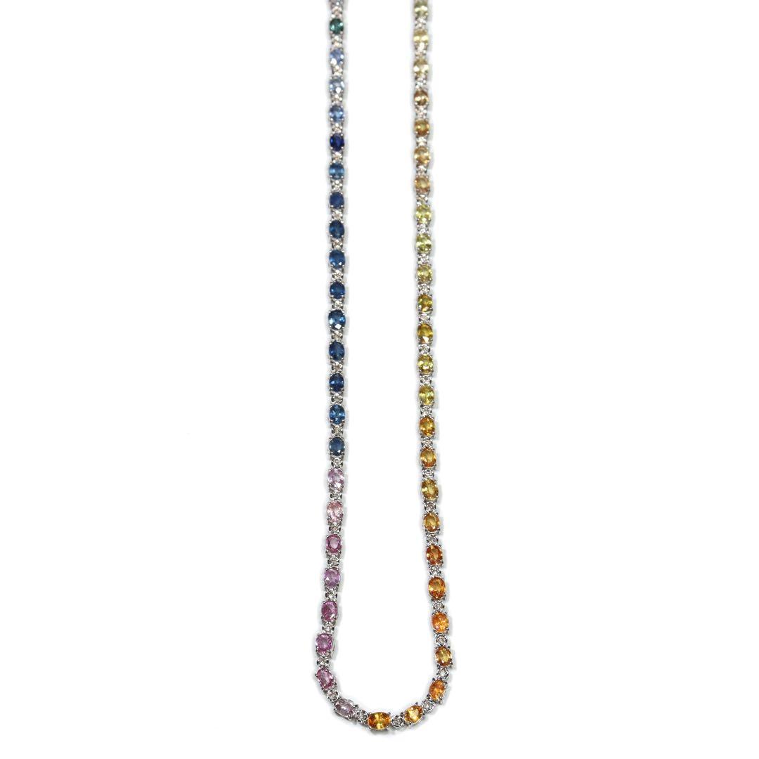 15.7ct サファイア ダイヤモンド テニスネックレス テニスチェーン 鑑別書