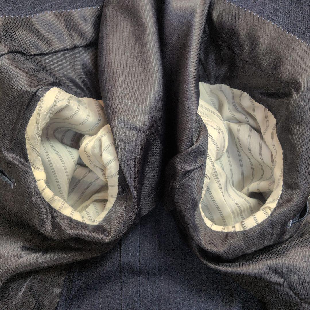 【コムサイズム✨3ピース✨S】スーツ セットアップ ストライプ 背抜き 夏用