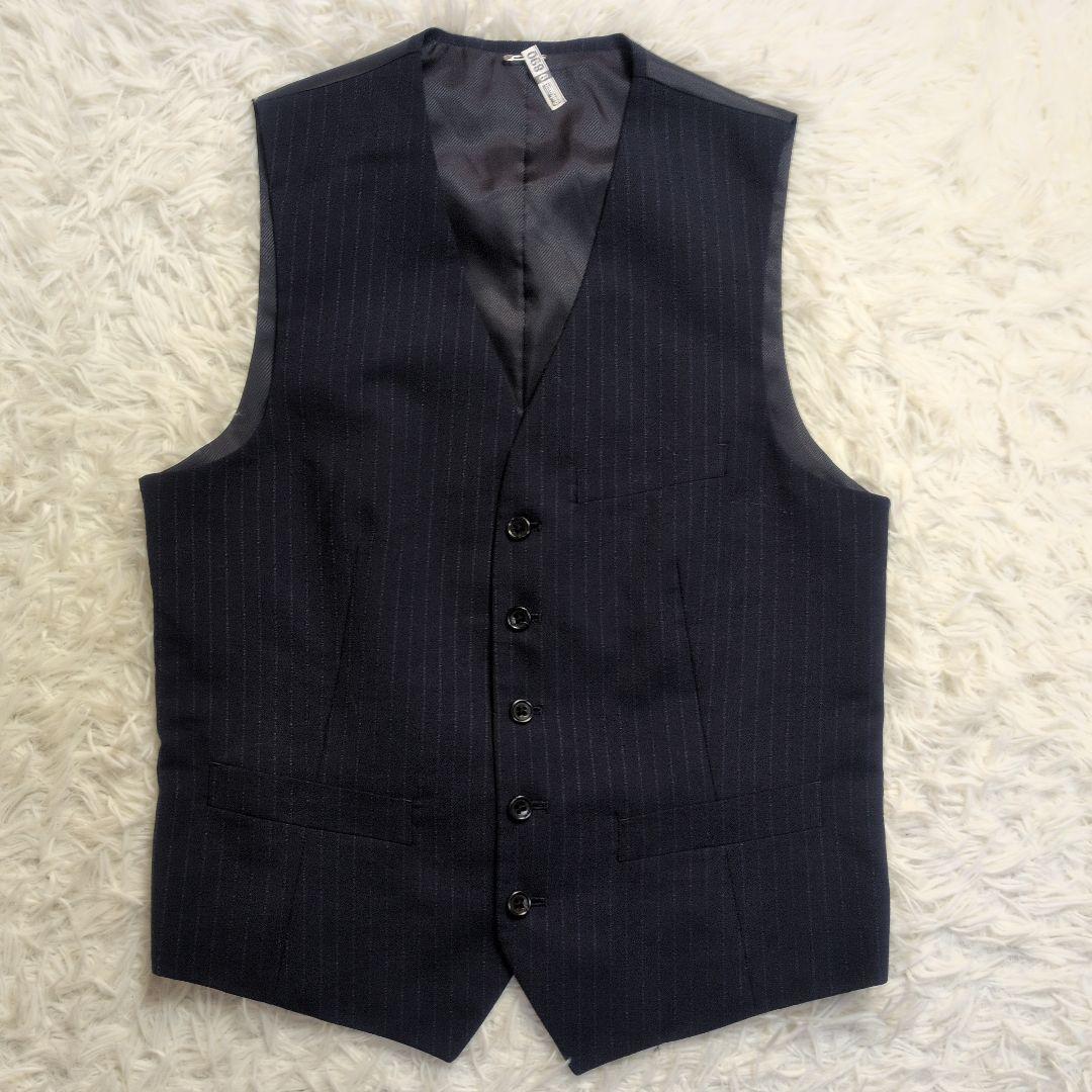 【コムサイズム✨3ピース✨S】スーツ セットアップ ストライプ 背抜き 夏用