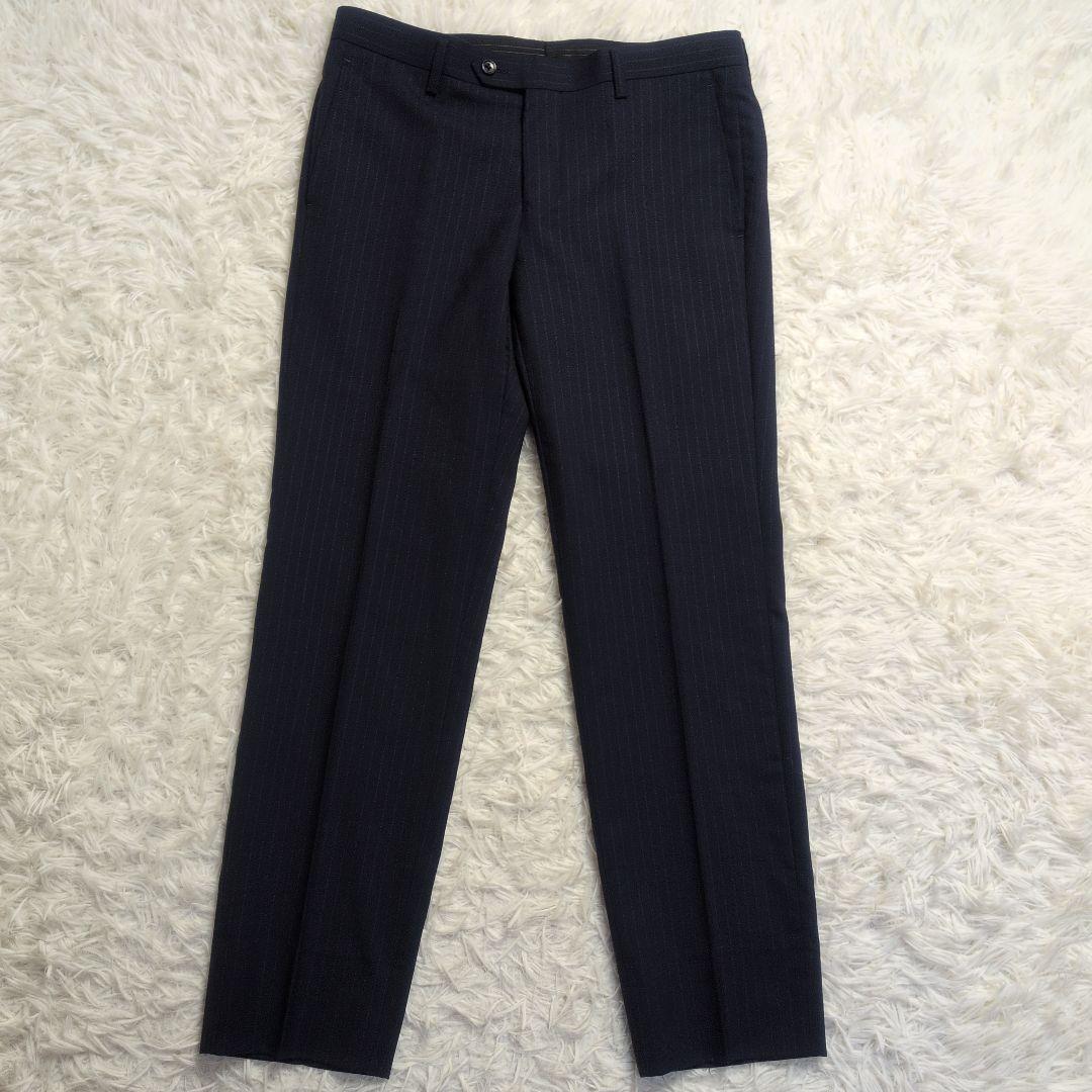 【コムサイズム✨3ピース✨S】スーツ セットアップ ストライプ 背抜き 夏用