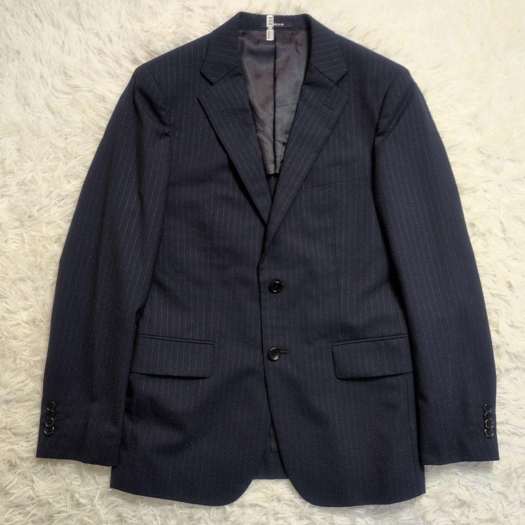 【コムサイズム✨3ピース✨S】スーツ セットアップ ストライプ 背抜き 夏用