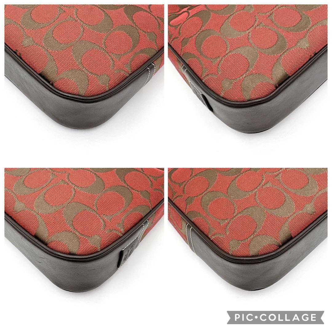 【美品】COACH コーチ シグネチャー ショルダーバッグ 6091 レッド系