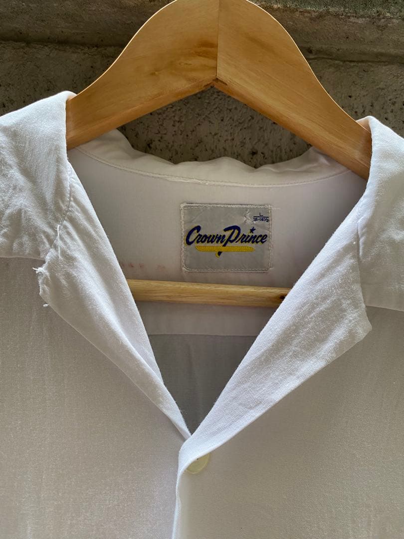 50s 60s Crown Prince ボーリングシャツ　レーヨン　ホワイト