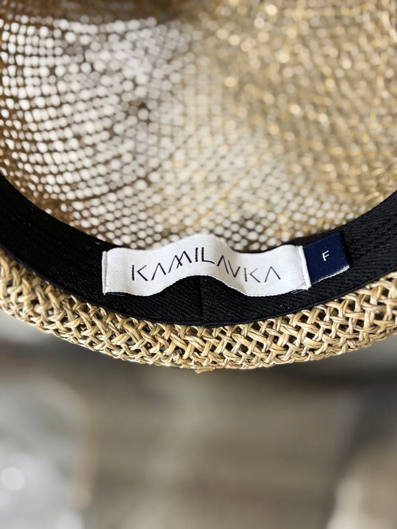 KAMILAVKA カミラフカ 麦わら帽子 キャップ 麦わら ぽんぽん
