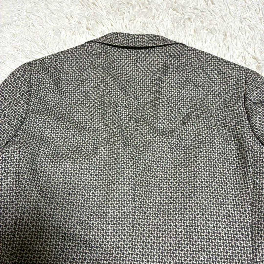 L⭐️ブリッラペルイグスト　テーラードジャケット　ツイード　千鳥格子　白　グレー