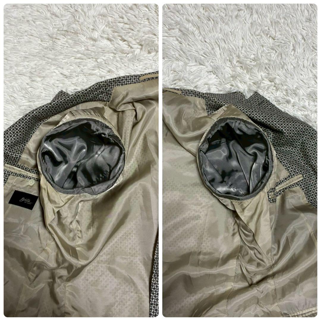 L⭐️ブリッラペルイグスト　テーラードジャケット　ツイード　千鳥格子　白　グレー