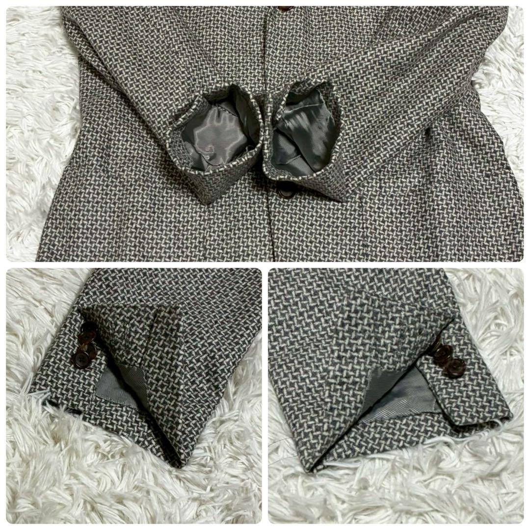 L⭐️ブリッラペルイグスト　テーラードジャケット　ツイード　千鳥格子　白　グレー