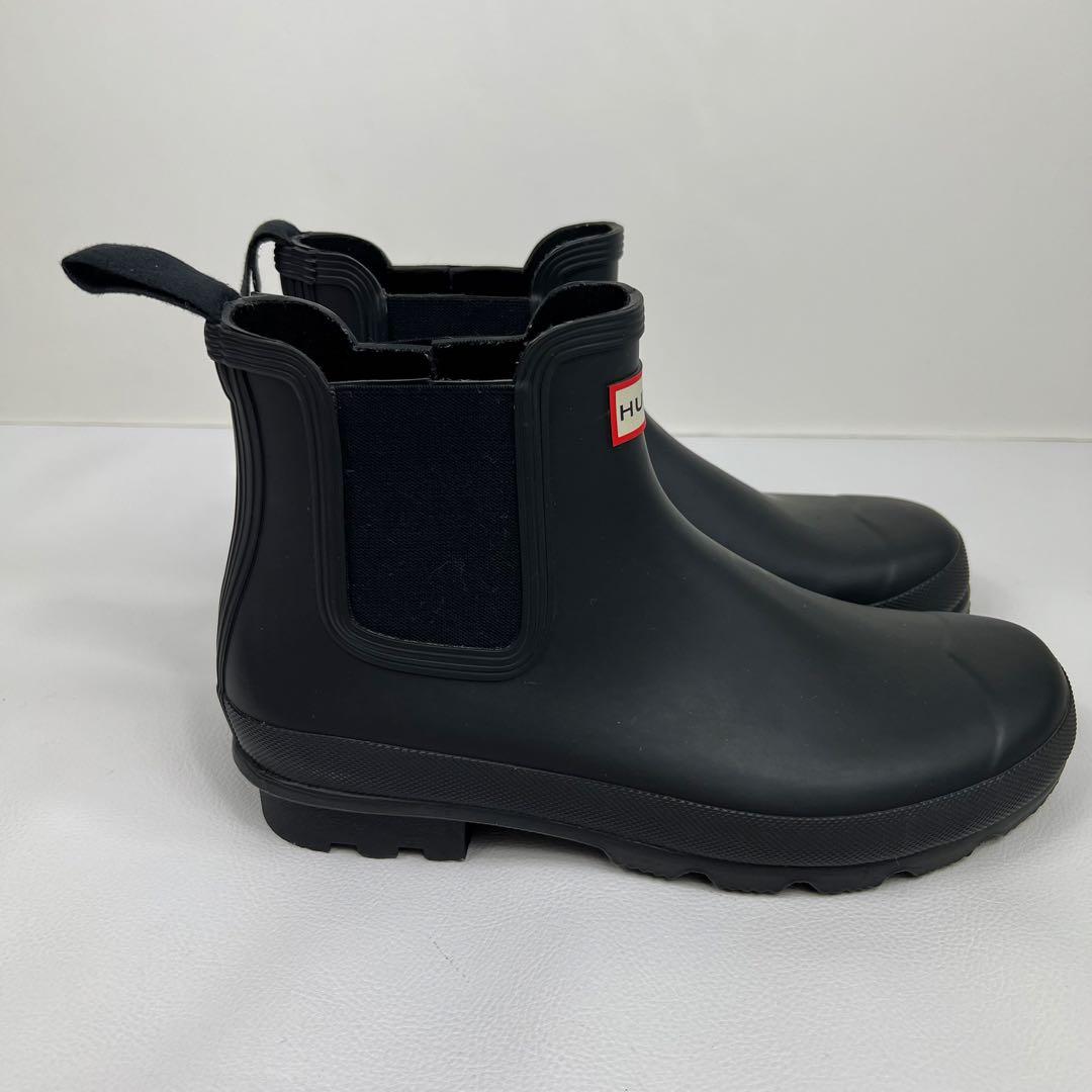 HUNTER ブラック ショート レインブーツ チェルシーブーツ
