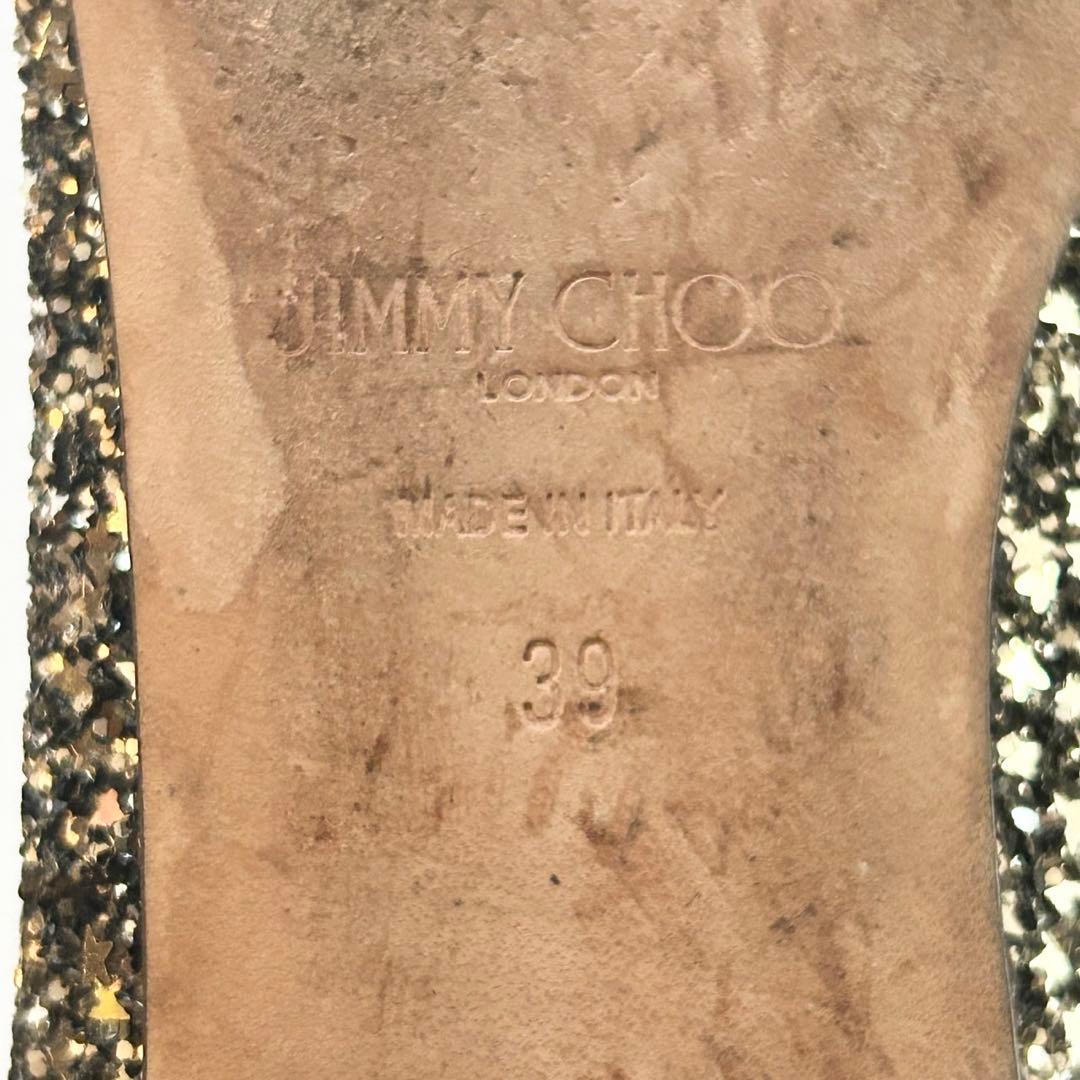 JIMMY CHOO ジミーチュウJESSIE FLAT グリッター黒 39