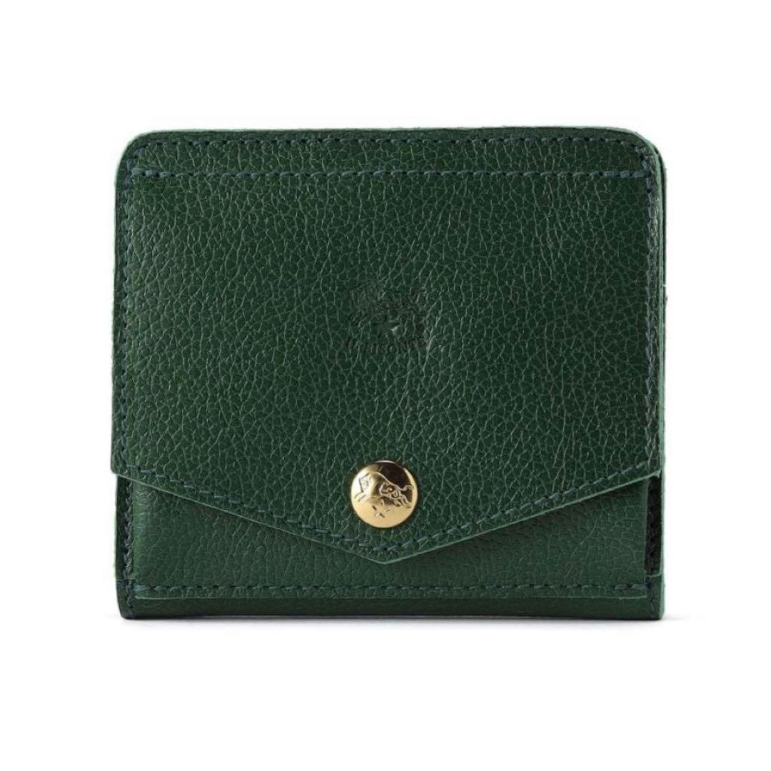 イルビゾンテ　グリーンレザー二つ折り財布 保存袋　オルゴール付き
