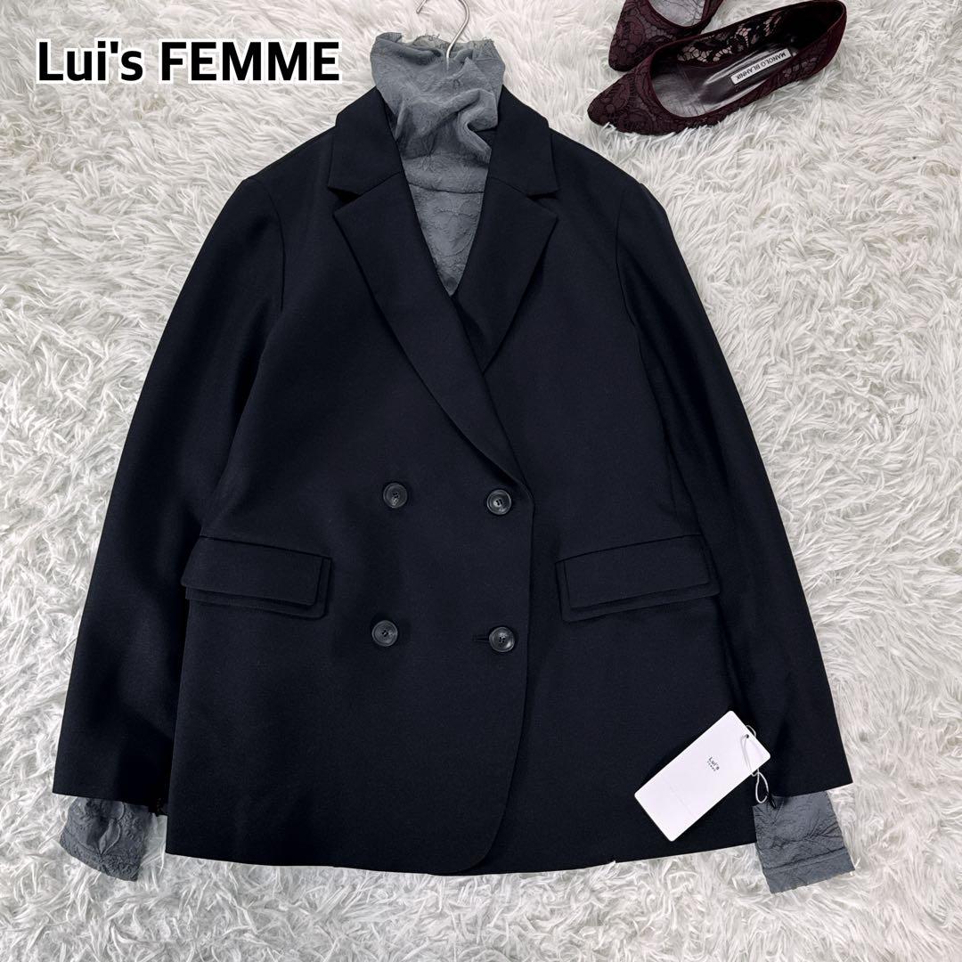 Lui's FEMME 2WAYスリーブストレッチツイルオーバダブルジャケット黒