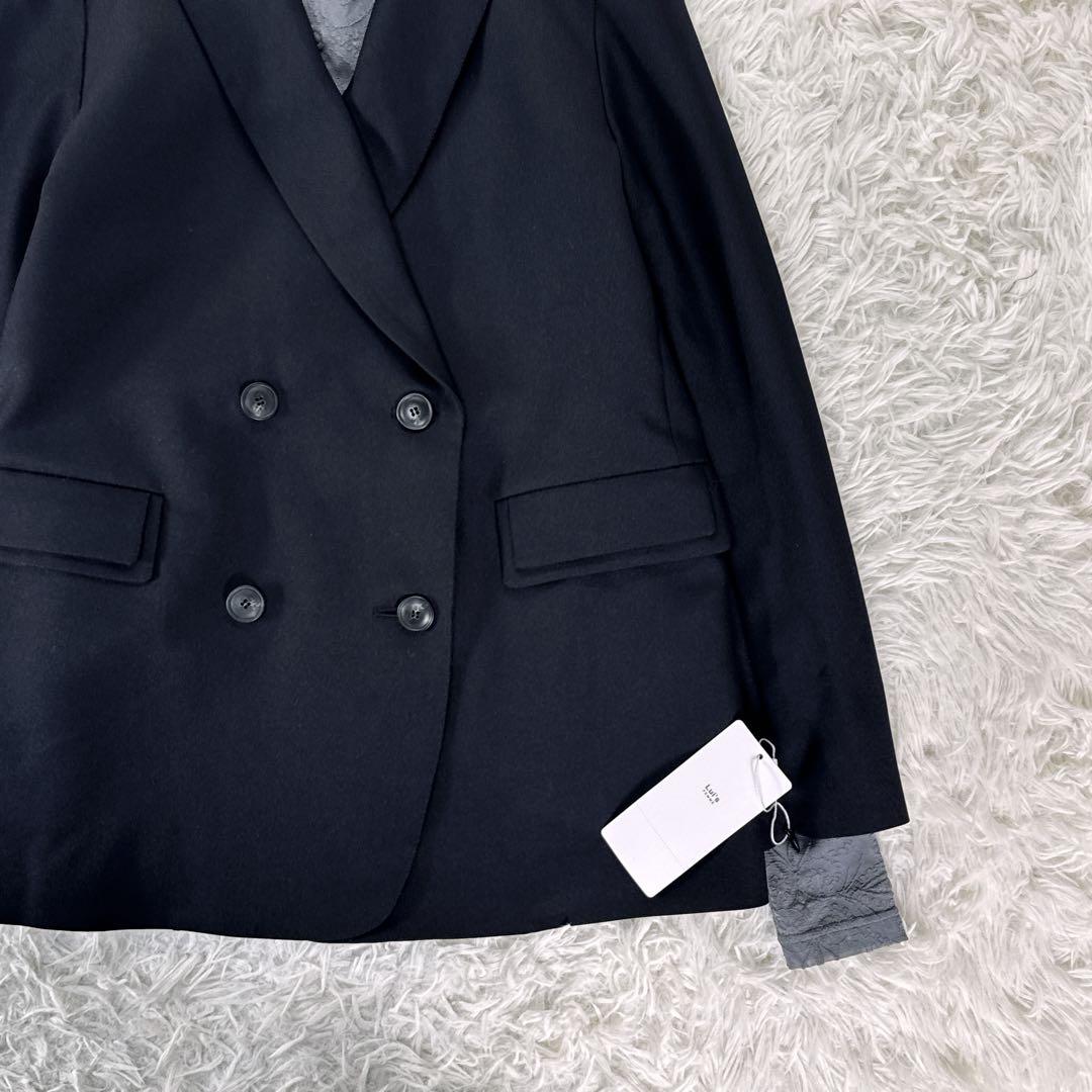 Lui's FEMME 2WAYスリーブストレッチツイルオーバダブルジャケット黒