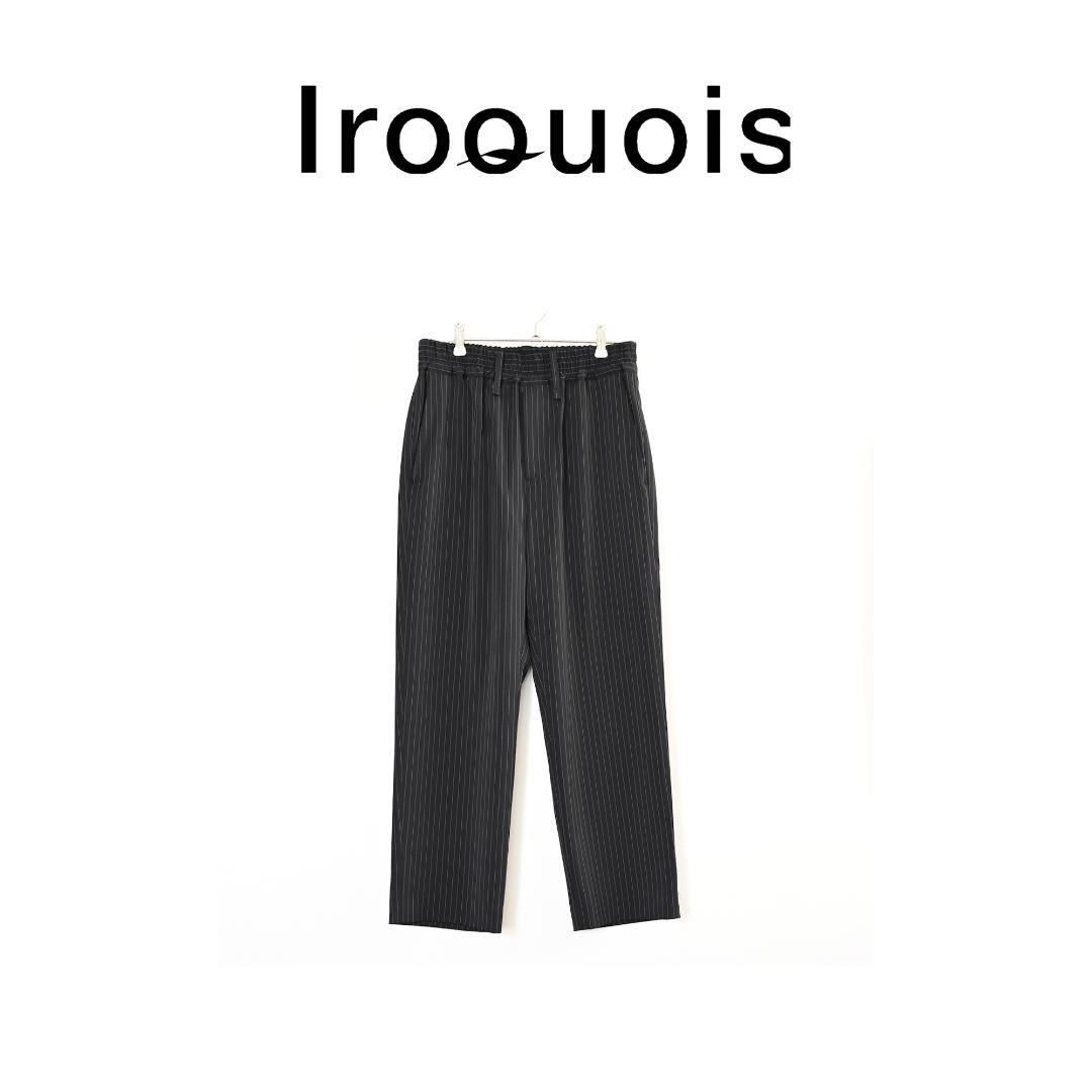 美品 Iroquois イロコイ スラックス パンツ ブラック ストライプ