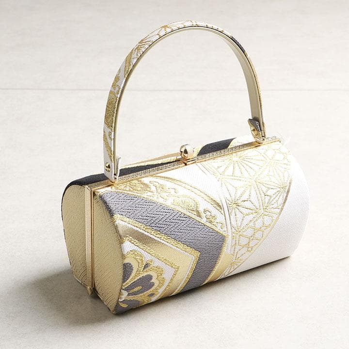 【新品】草履バッグセット フリーサイズ 古典柄 帯地 黒&ゴールド　03818