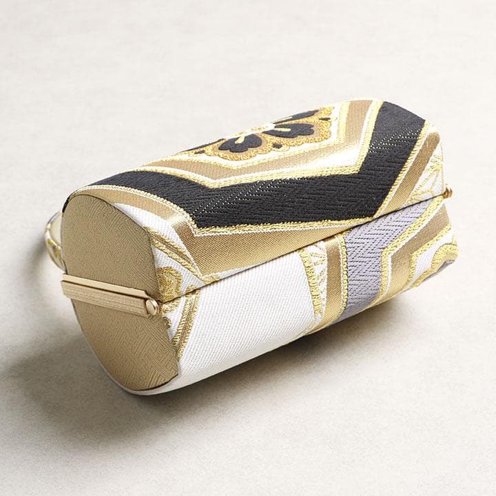 【新品】草履バッグセット フリーサイズ 古典柄 帯地 黒&ゴールド　03818