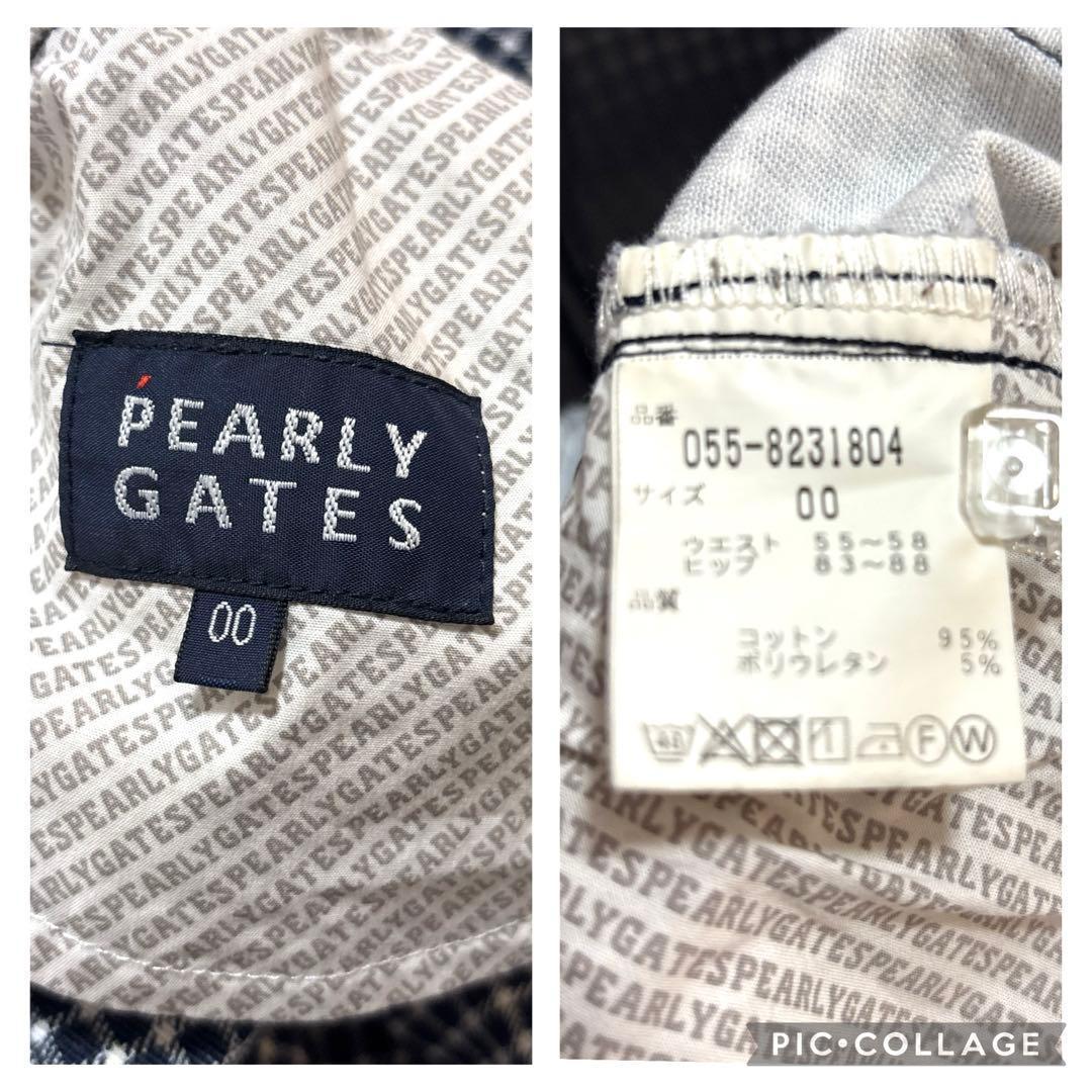 パーリーゲイツ　00/SS レディース　ロングパンツ　ネイビー　チェック　刺繍