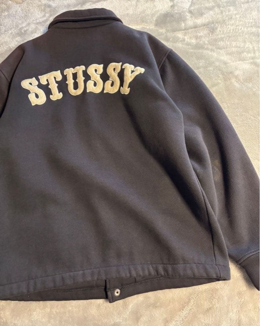 90s 00s STUSSY ステューシー スナップ スウェット ジャケット 紺