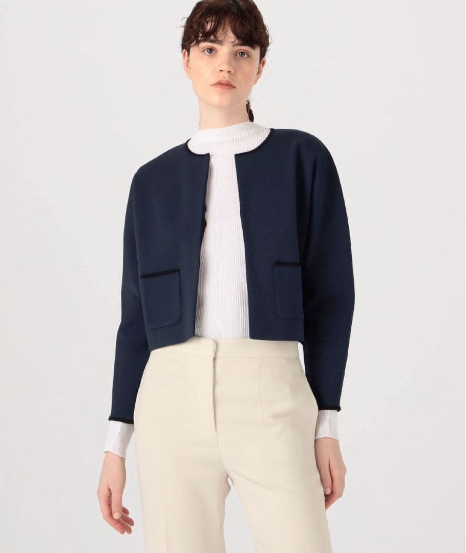 新品未使用 ボールジィ ミラノリブクルーネックカーディガン 学校行事 ネイビー