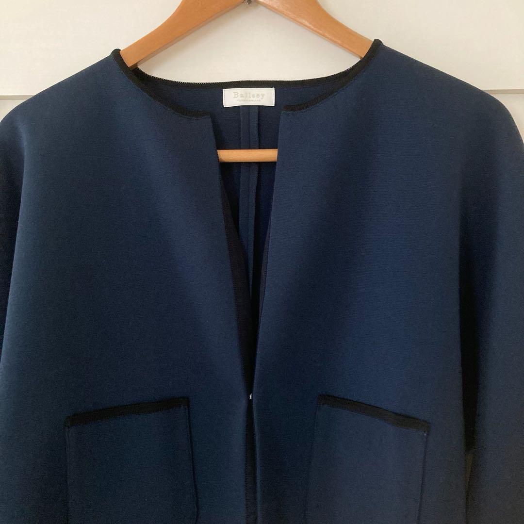 新品未使用 ボールジィ ミラノリブクルーネックカーディガン 学校行事 ネイビー