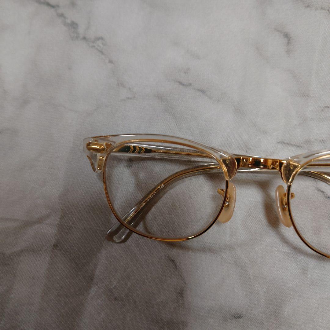 クリアメタルオーバルレイバン度無し調光レンズ入りメガネ