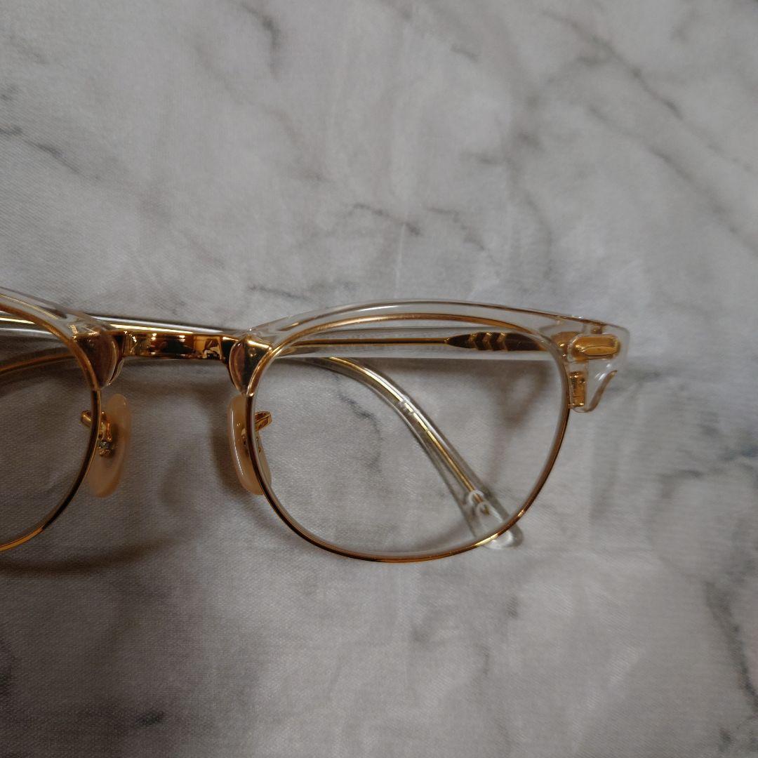 クリアメタルオーバルレイバン度無し調光レンズ入りメガネ
