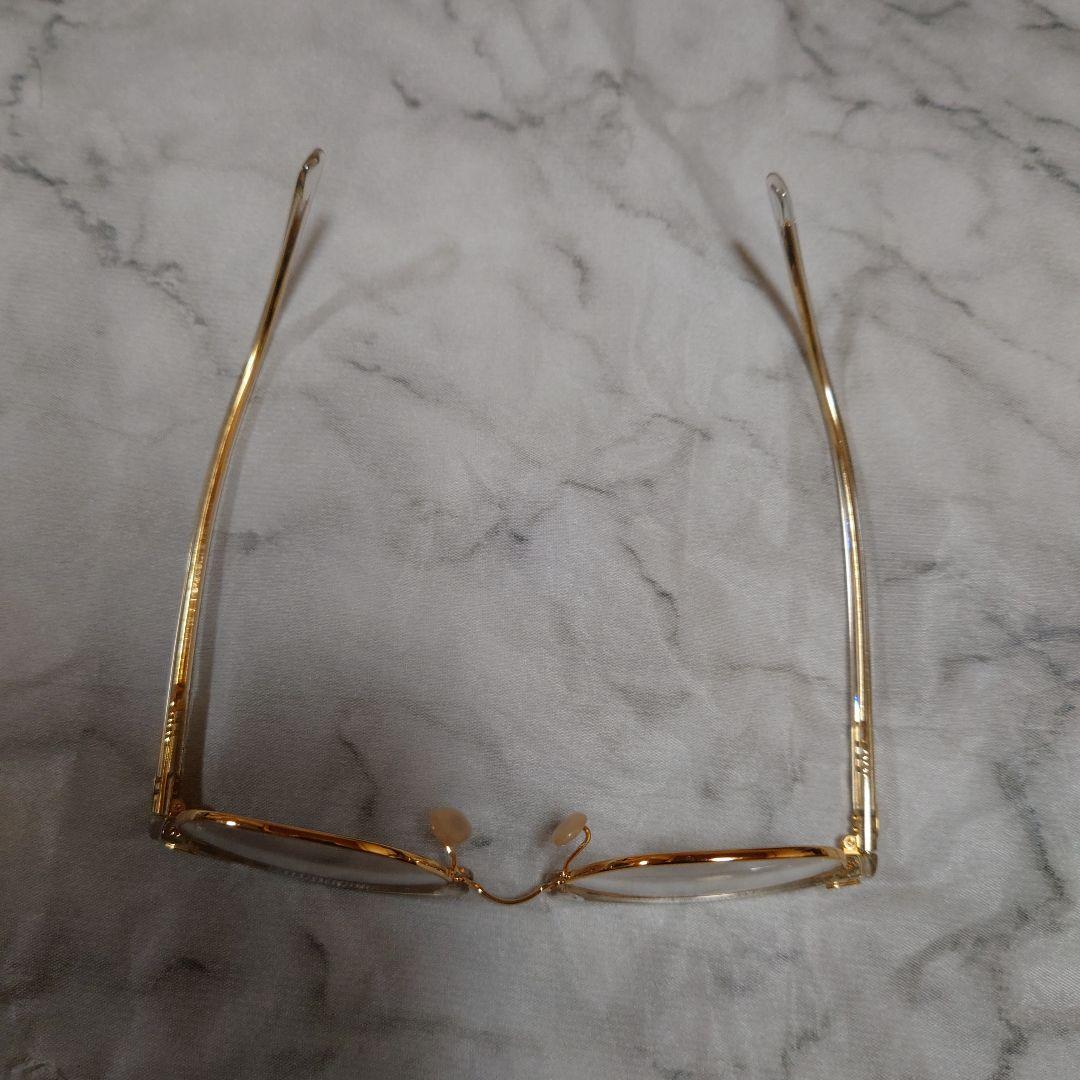 クリアメタルオーバルレイバン度無し調光レンズ入りメガネ