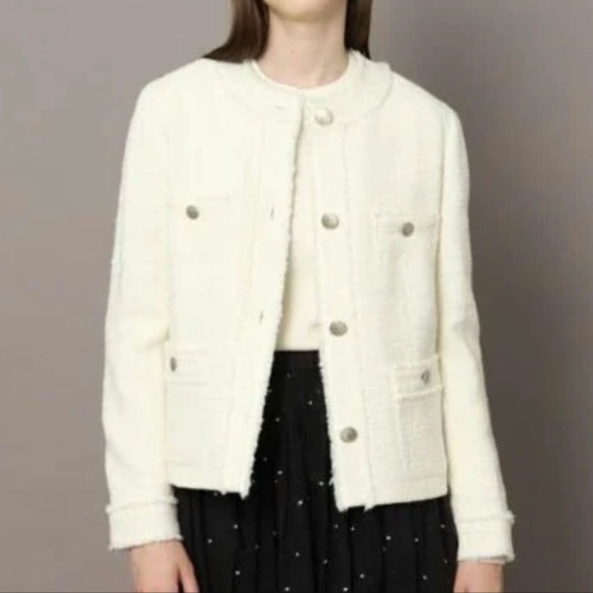 24AW♡新品✨ドレステリア フリンジツイードジャケット 銀ボタン 完売品 38