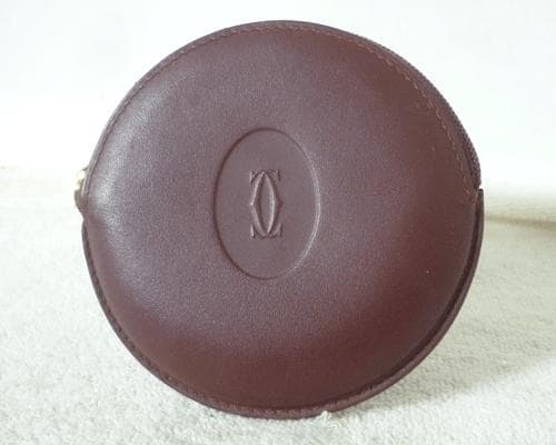 美品　カルティエ　ボルドー　マストライン　丸型　小銭入れ　ケース