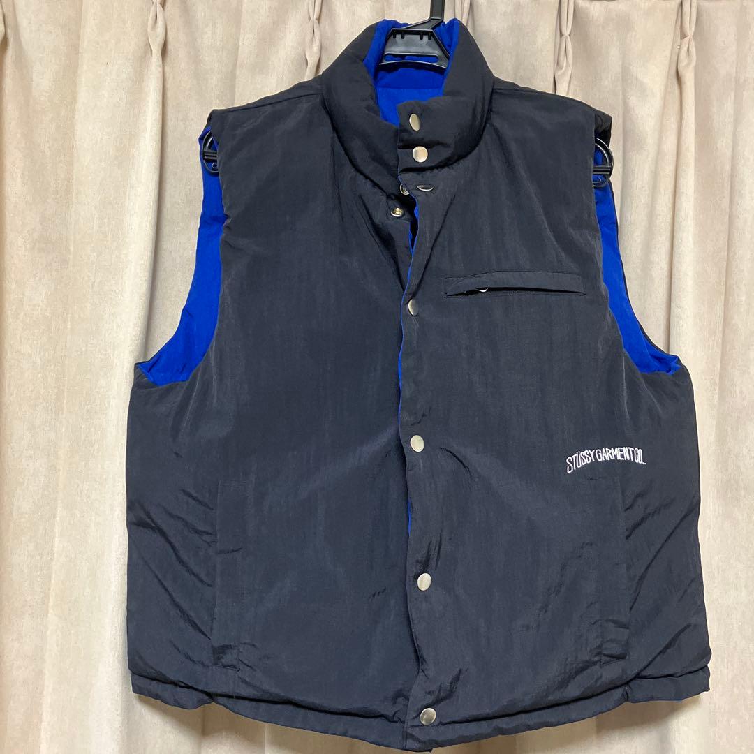STUSSY リバーシブルダウンベスト　ブルー&ブラック