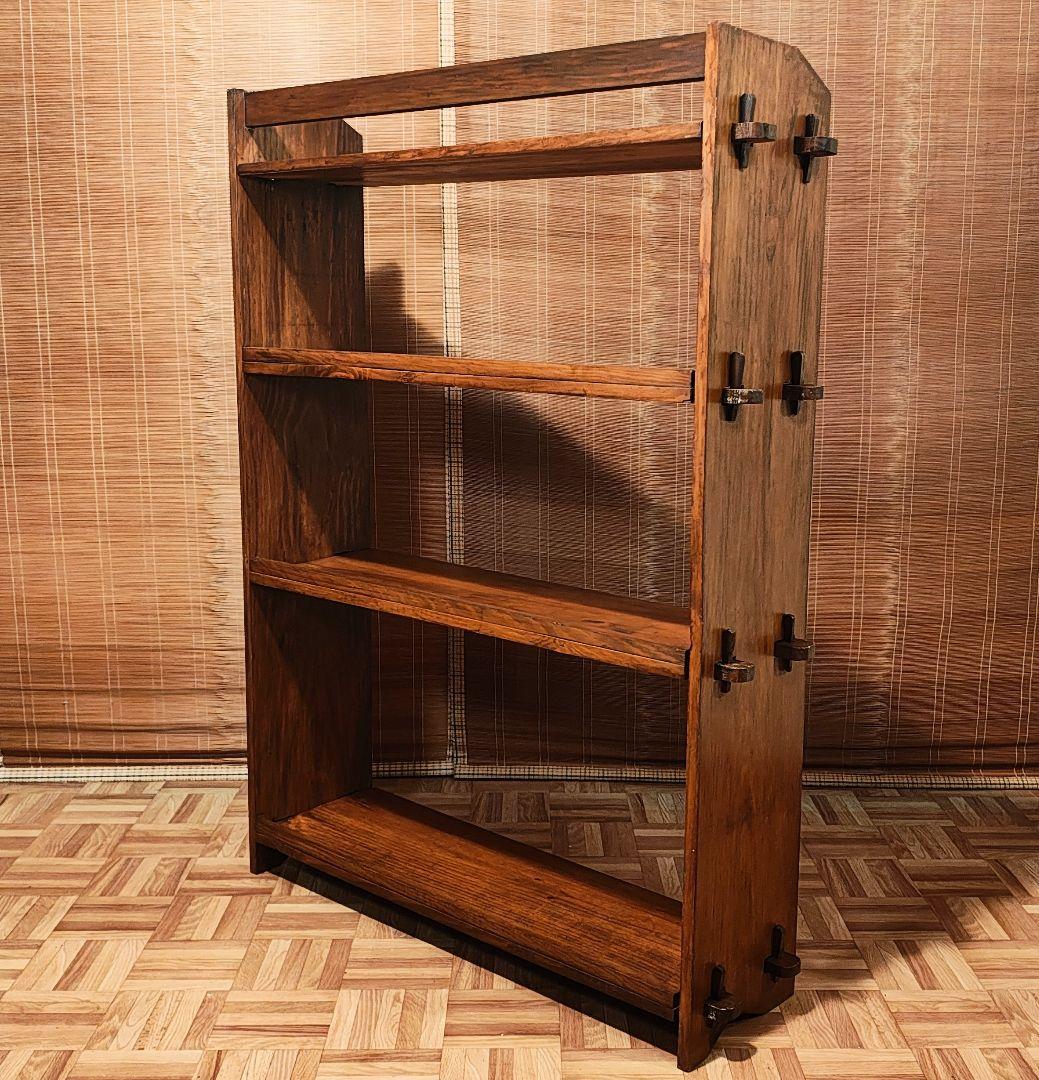 楔本棚4段　木製棚　オープンラック　昭和レトロ　古家具