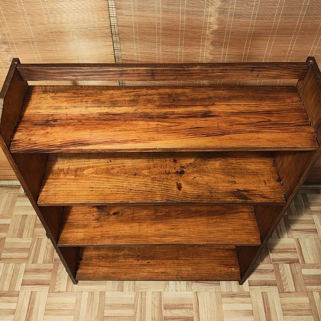 楔本棚4段　木製棚　オープンラック　昭和レトロ　古家具