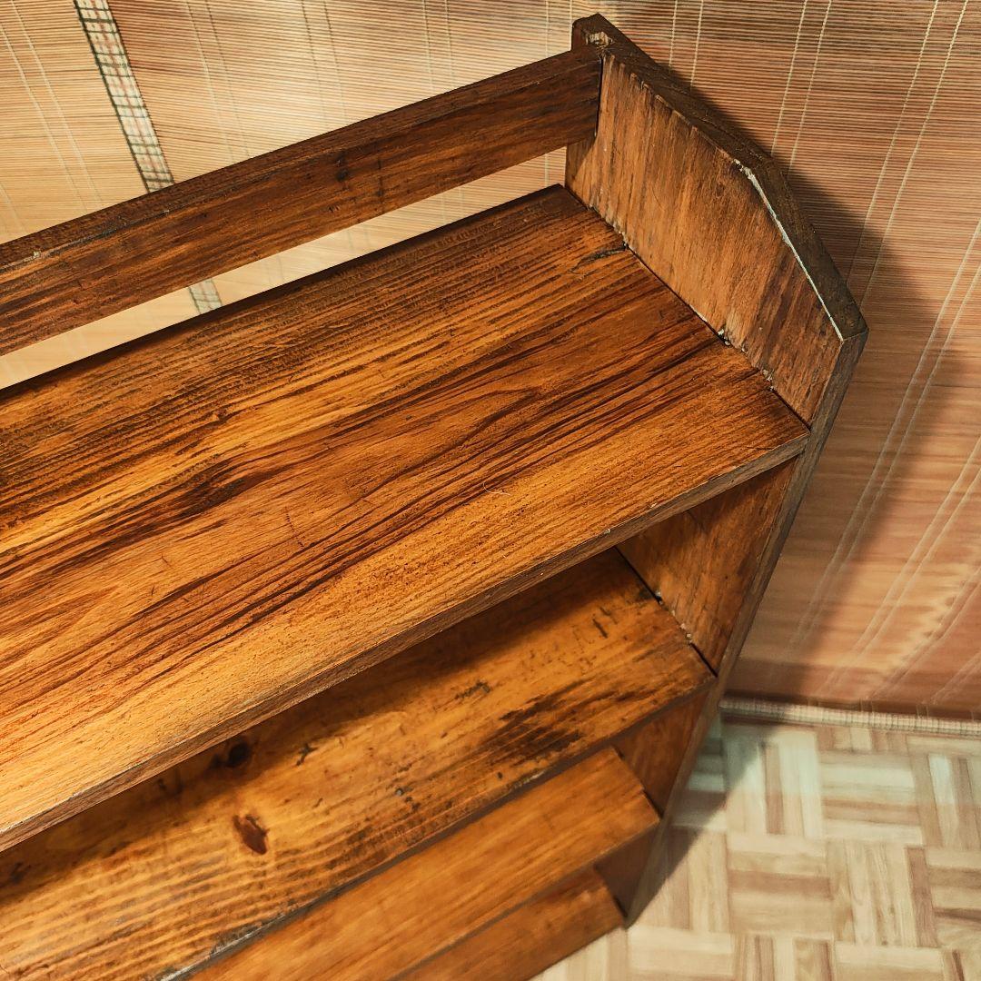 楔本棚4段　木製棚　オープンラック　昭和レトロ　古家具