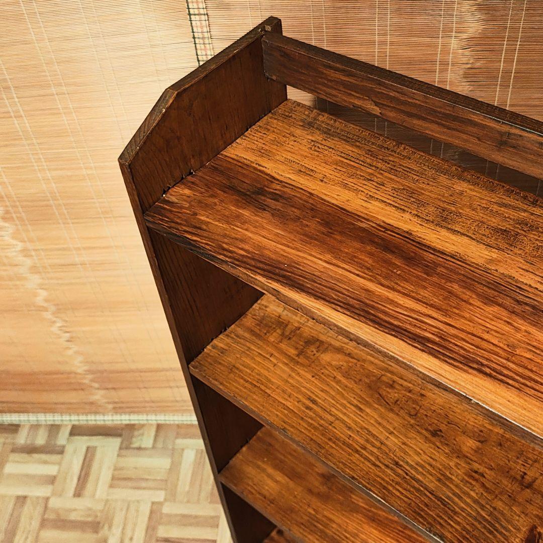 楔本棚4段　木製棚　オープンラック　昭和レトロ　古家具