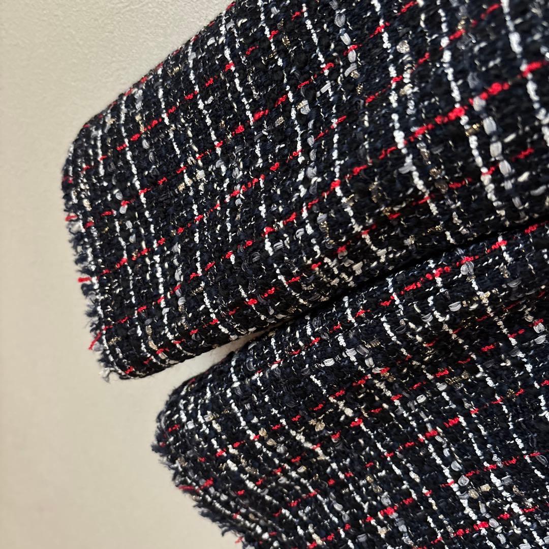 美品　theory luxe ネイビー　ツイード　ノーカラー　ジャケット　38