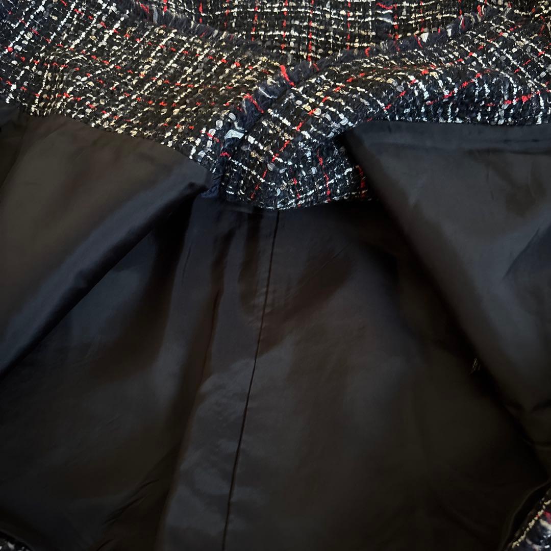 美品　theory luxe ネイビー　ツイード　ノーカラー　ジャケット　38