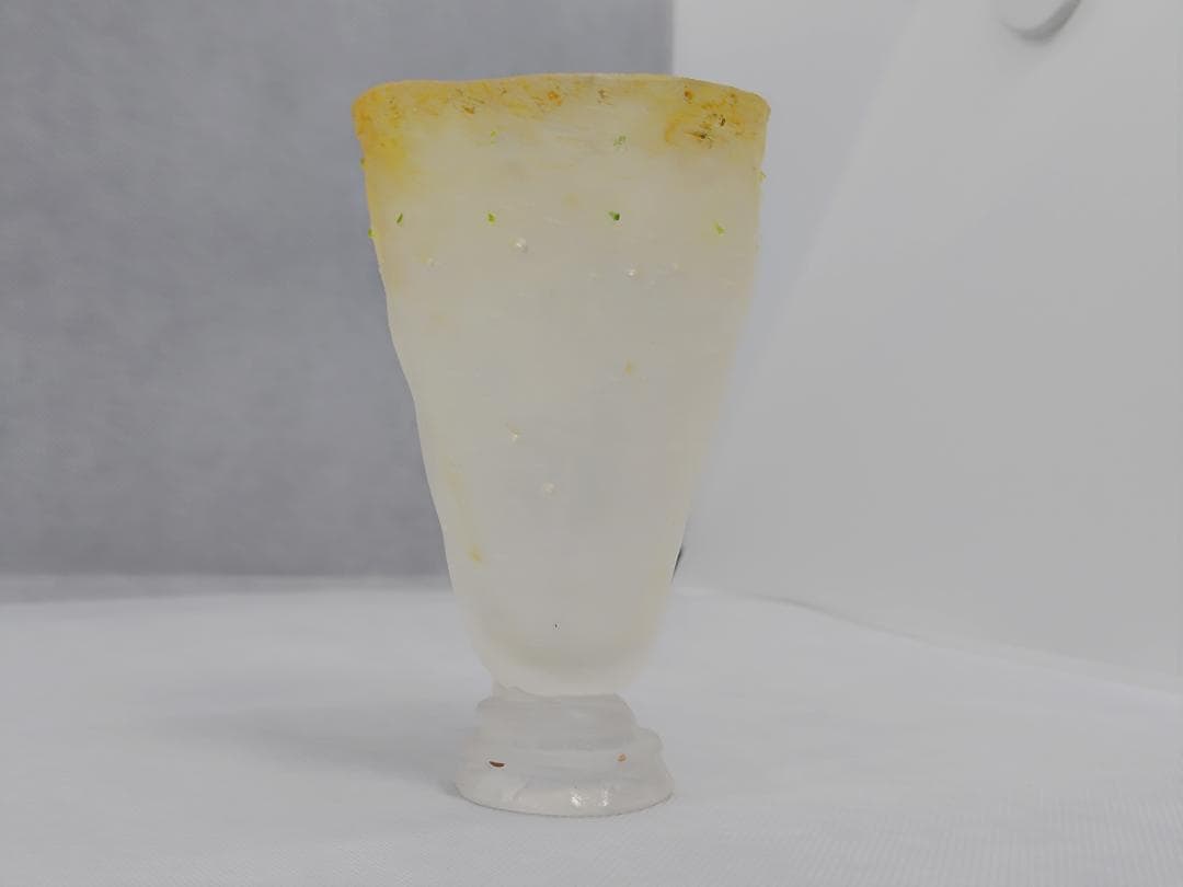 ガラス作家：能登朝奈　パート・ド・ヴェール　イエローのタンブラー