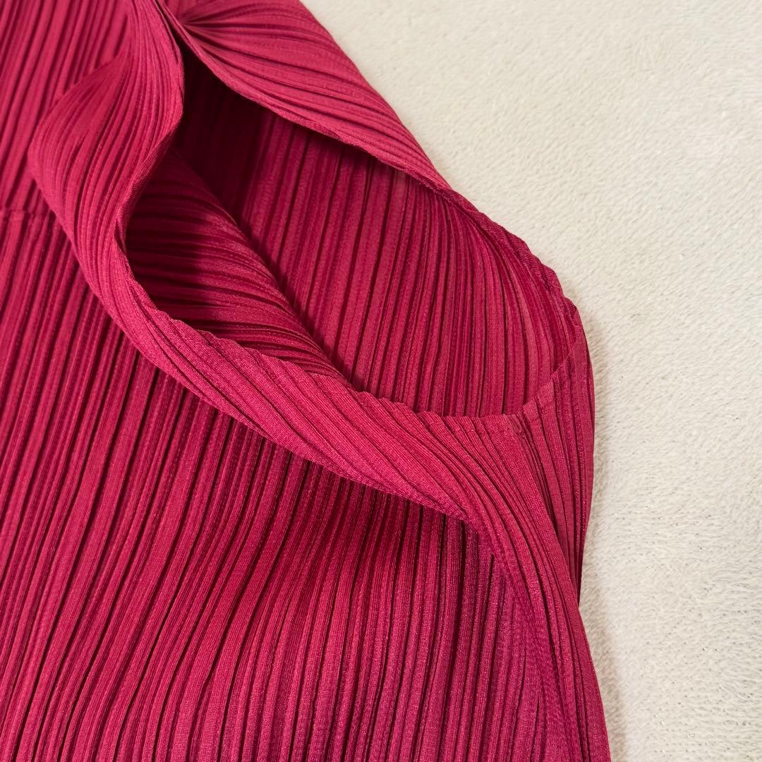 極美品✨ISSEY MIYAKE プリーツ　ボルドー　ノースリーブ　チュニック
