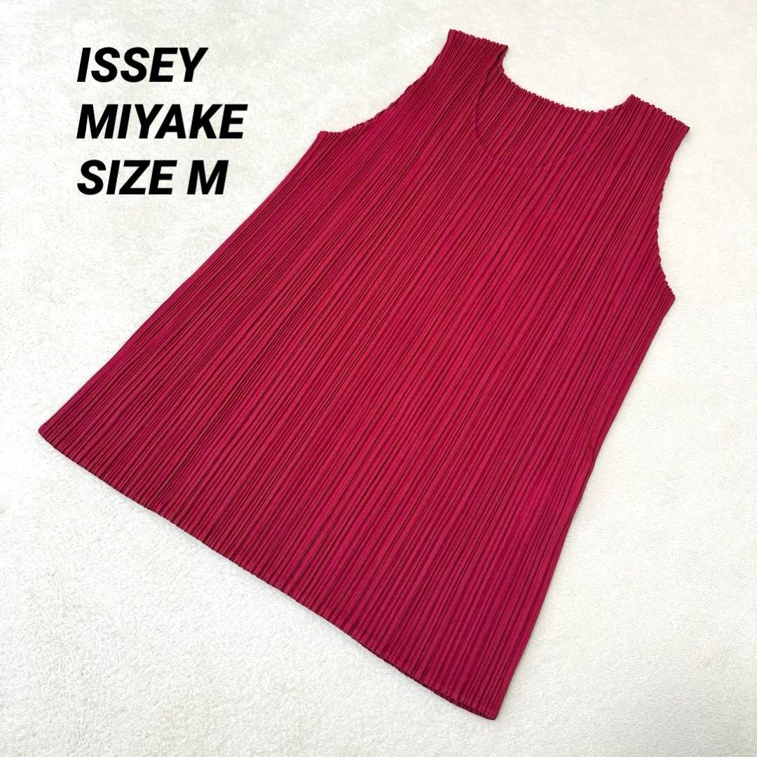 極美品✨ISSEY MIYAKE プリーツ　ボルドー　ノースリーブ　チュニック