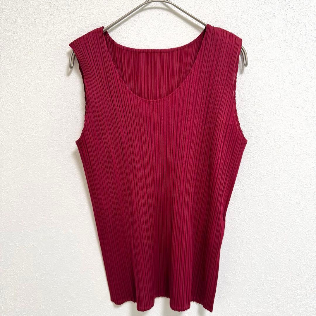 極美品✨ISSEY MIYAKE プリーツ　ボルドー　ノースリーブ　チュニック