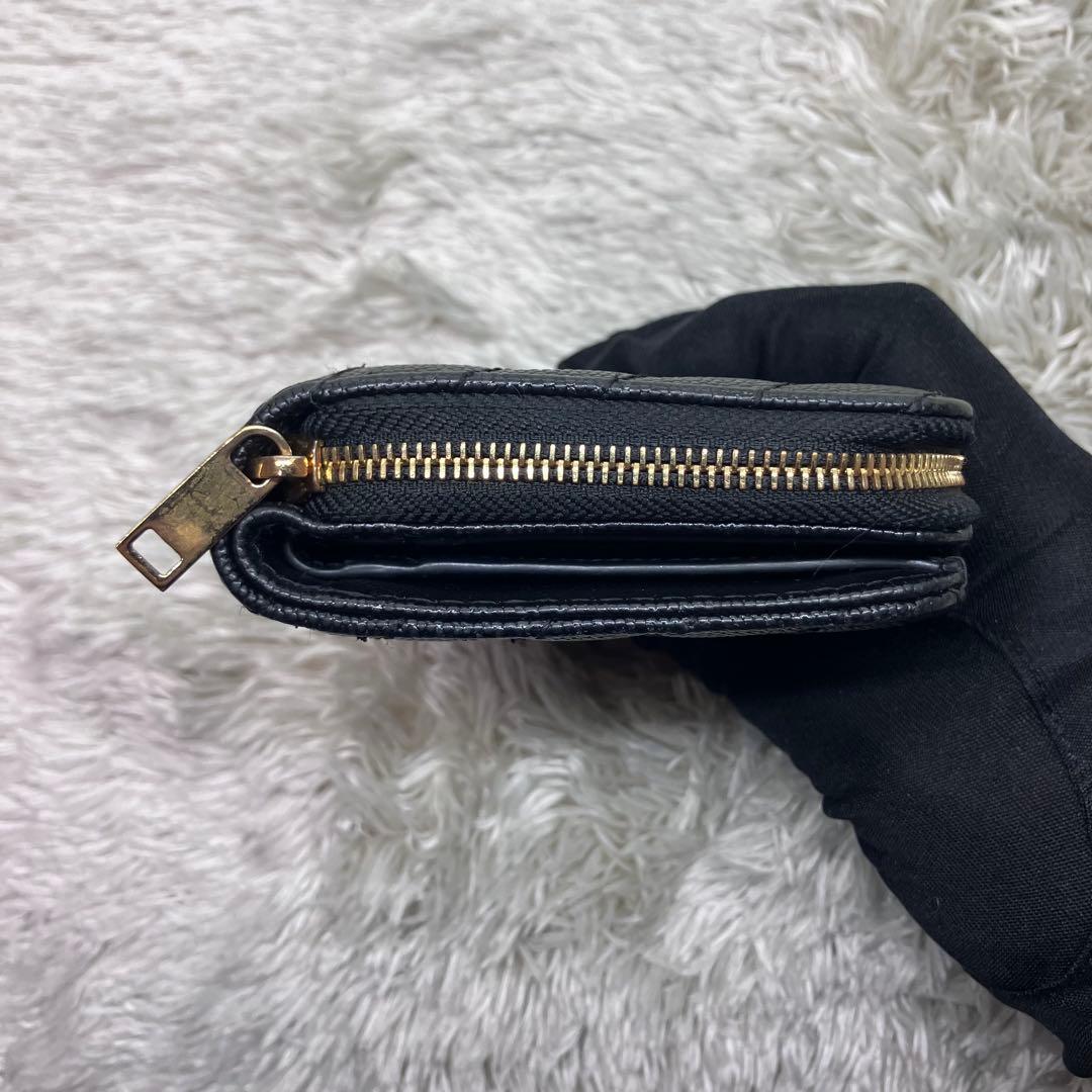 美品✨ サンローラン 二つ折り財布 カサンドラ キャビアスキンYSL Vステッチ