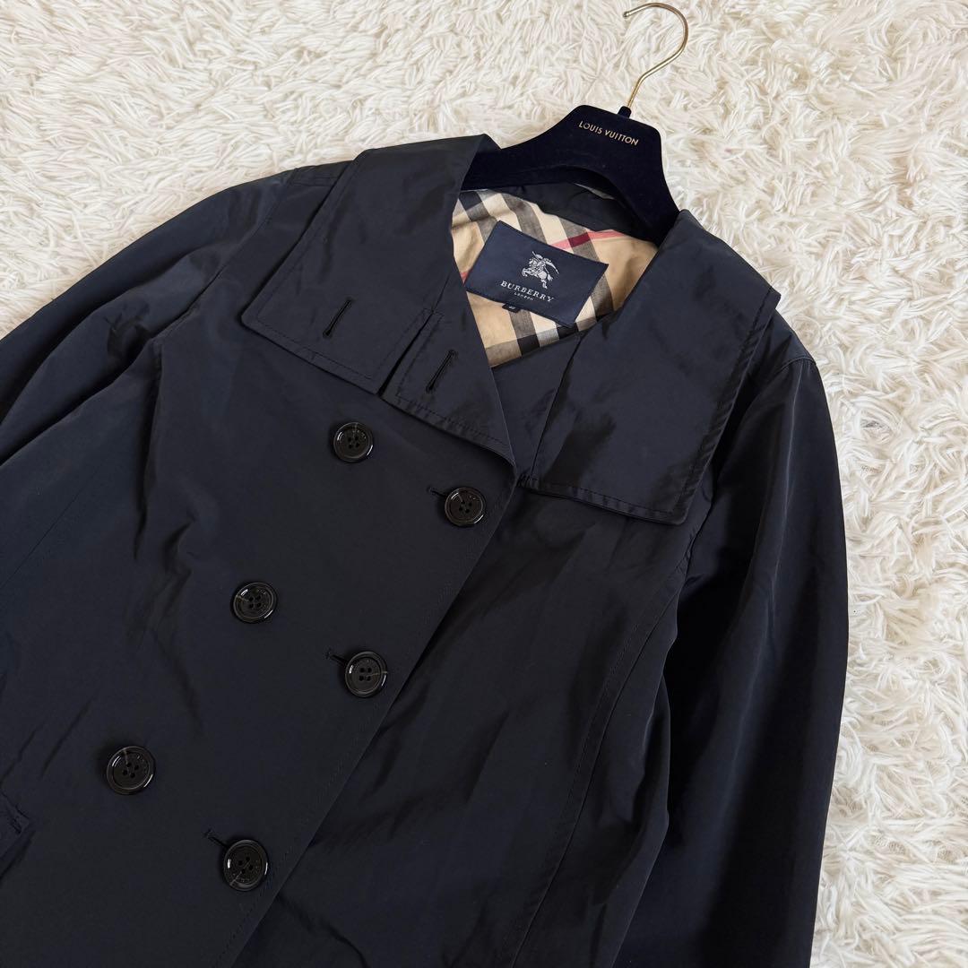 美品　大きいサイズ2XL バーバリーロンドン　トレンチコート　ノバチェック　黒