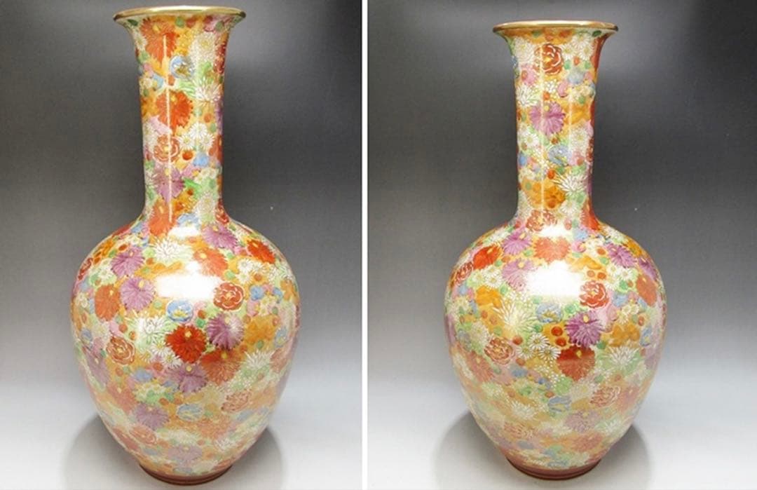 大花瓶 花器 花瓶 花器 飾壺 薩摩 春洋銘　高さ約54cm　重さ4.7㎏