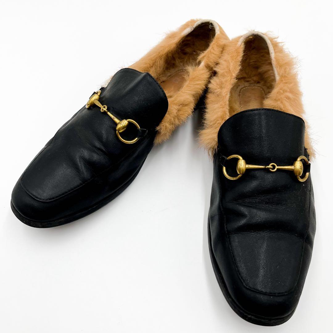 GUCCI ローファー 革靴 プリンスタウン ホースビット 42 ブラック