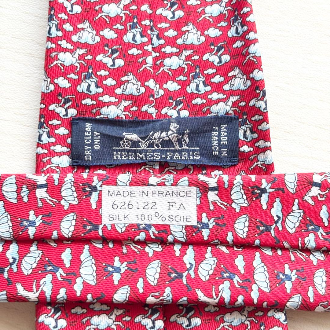 HERMES 雲 馬 騎手 ネクタイ DANS LES NUAGES 雲の中で
