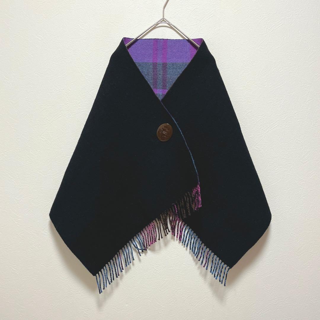 【ヴィヴィアンウエストウッド】リバーシブルボタン付ウールストール/良品/2WAY