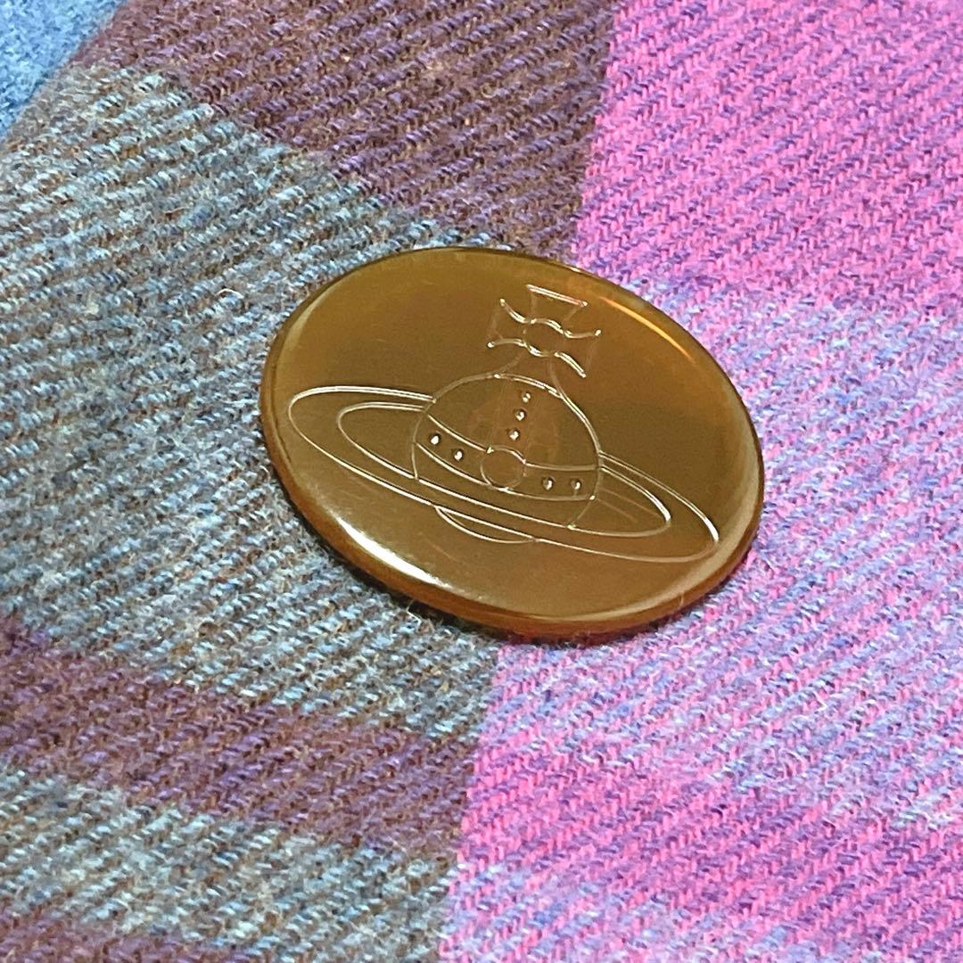 【ヴィヴィアンウエストウッド】リバーシブルボタン付ウールストール/良品/2WAY