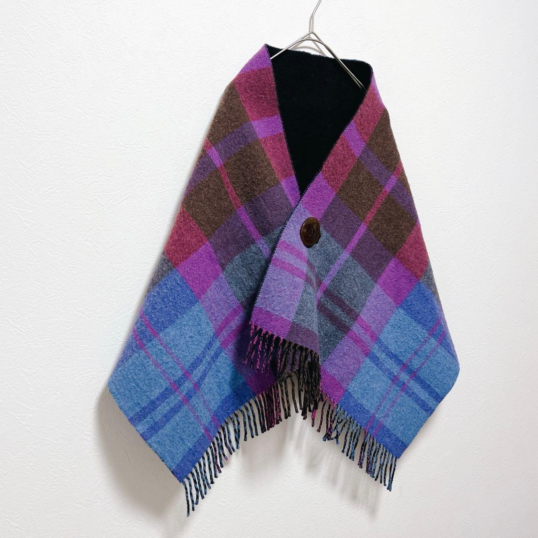 【ヴィヴィアンウエストウッド】リバーシブルボタン付ウールストール/良品/2WAY