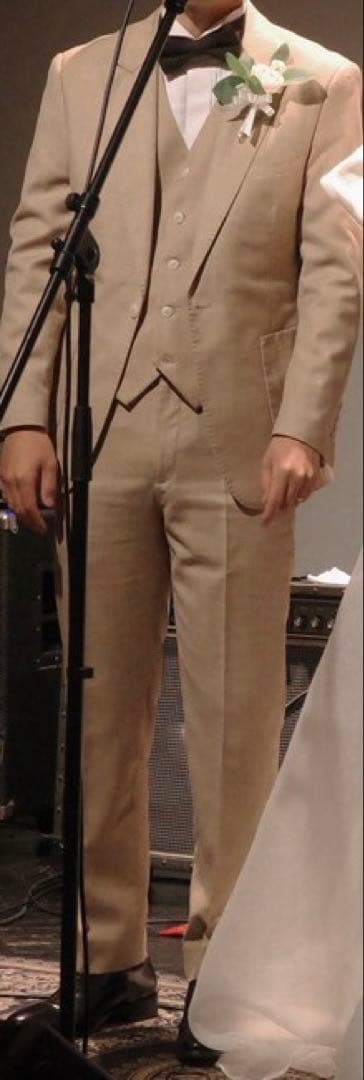 【美品】アーバンブランシュ　タキシード3点セット　ベージュ XL