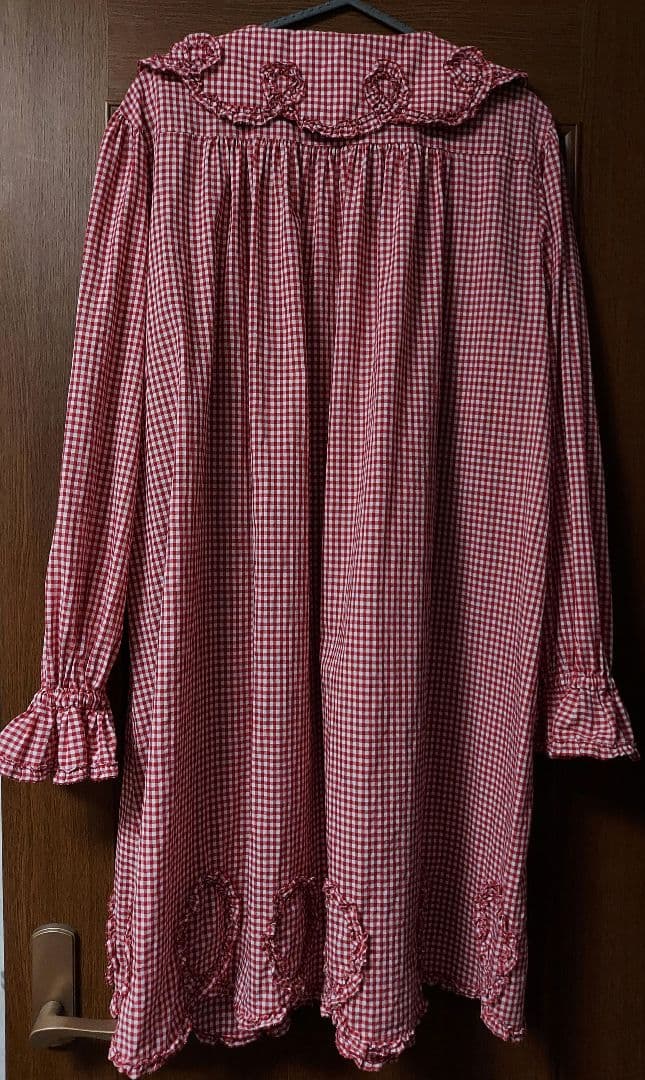 美品 ピンクハウス 赤と白のギンガムチェック長袖チュニック